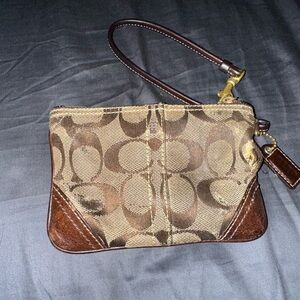 Coach Brown and Tan Wristlet